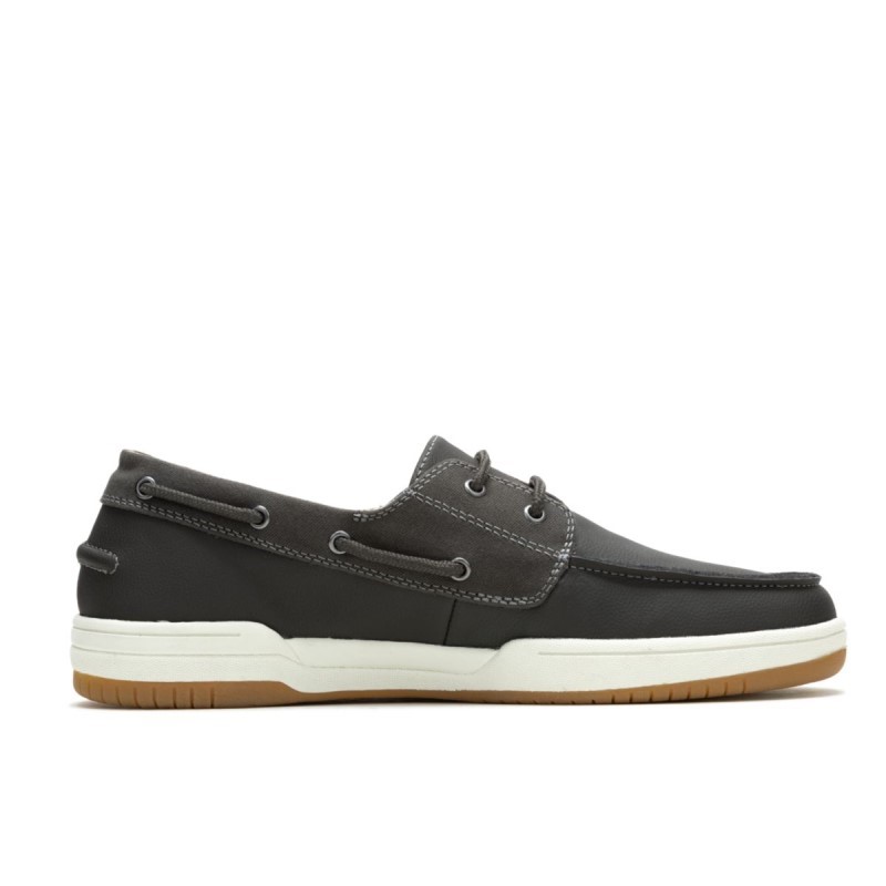 Men's Colton Boat Shoe Hush Puppies Dark Grey Leather